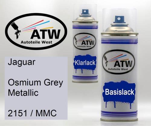 Jaguar, Osmium Grey Metallic, 2151 / MMC: 400ml Sprühdose + 400ml Klarlack - Set, von ATW Autoteile West.